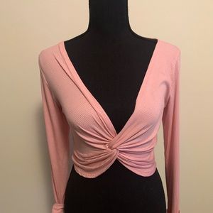 Knit long sleeve crop top